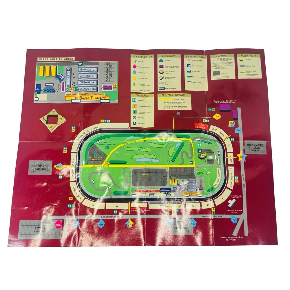 2001‎ Indy 500 Spectator Guide Track Map Official IMS Program Insert Vtg Racing